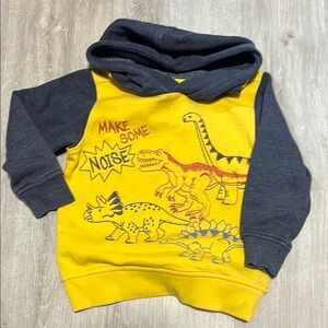 Kids Dinosaur Hoodie - Yellow and Gray